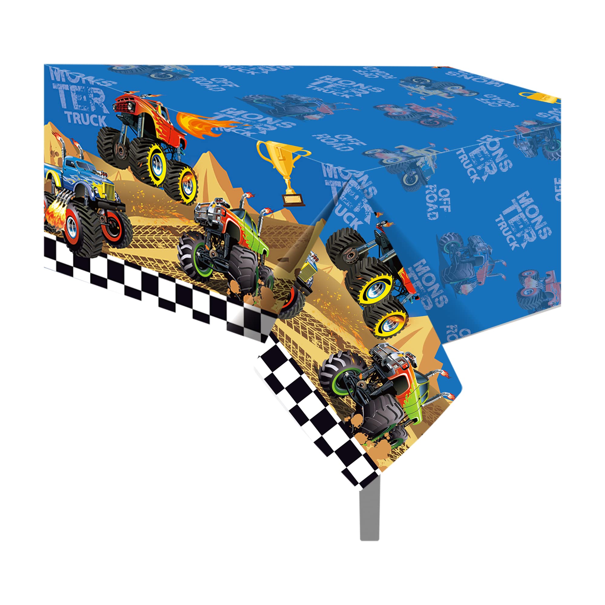 2PCS Monster Truck Party Tablecloth Truck Plastic Table Cover Truck Party Decorations Disposable Monster Truck Table Covers Truck Tablecloth Cars