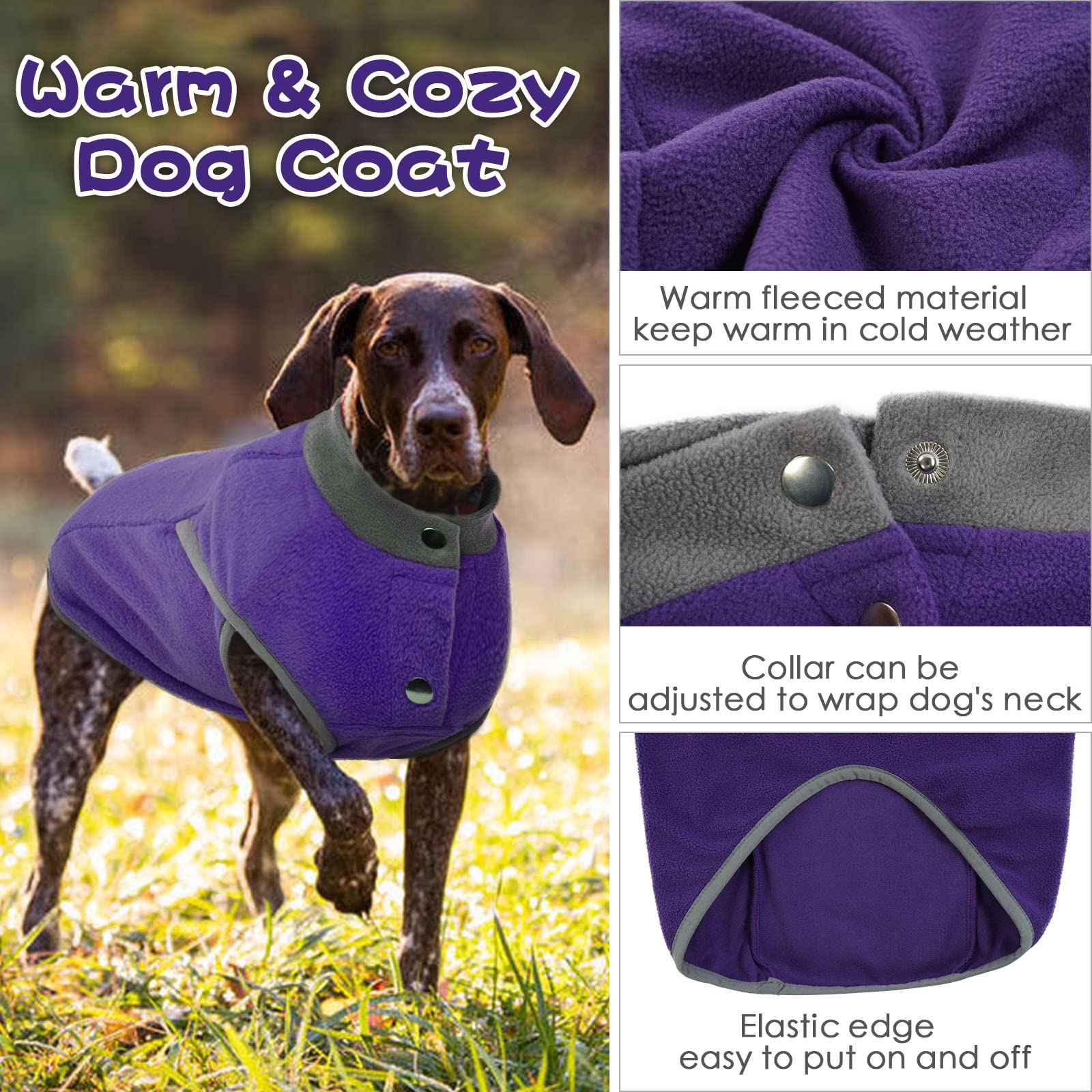 Pinellia Fleece-Hundeoverall – Winddicht, Mit Rollkragen, Für Mittelgroße/große Hunde, Größe S, Blau