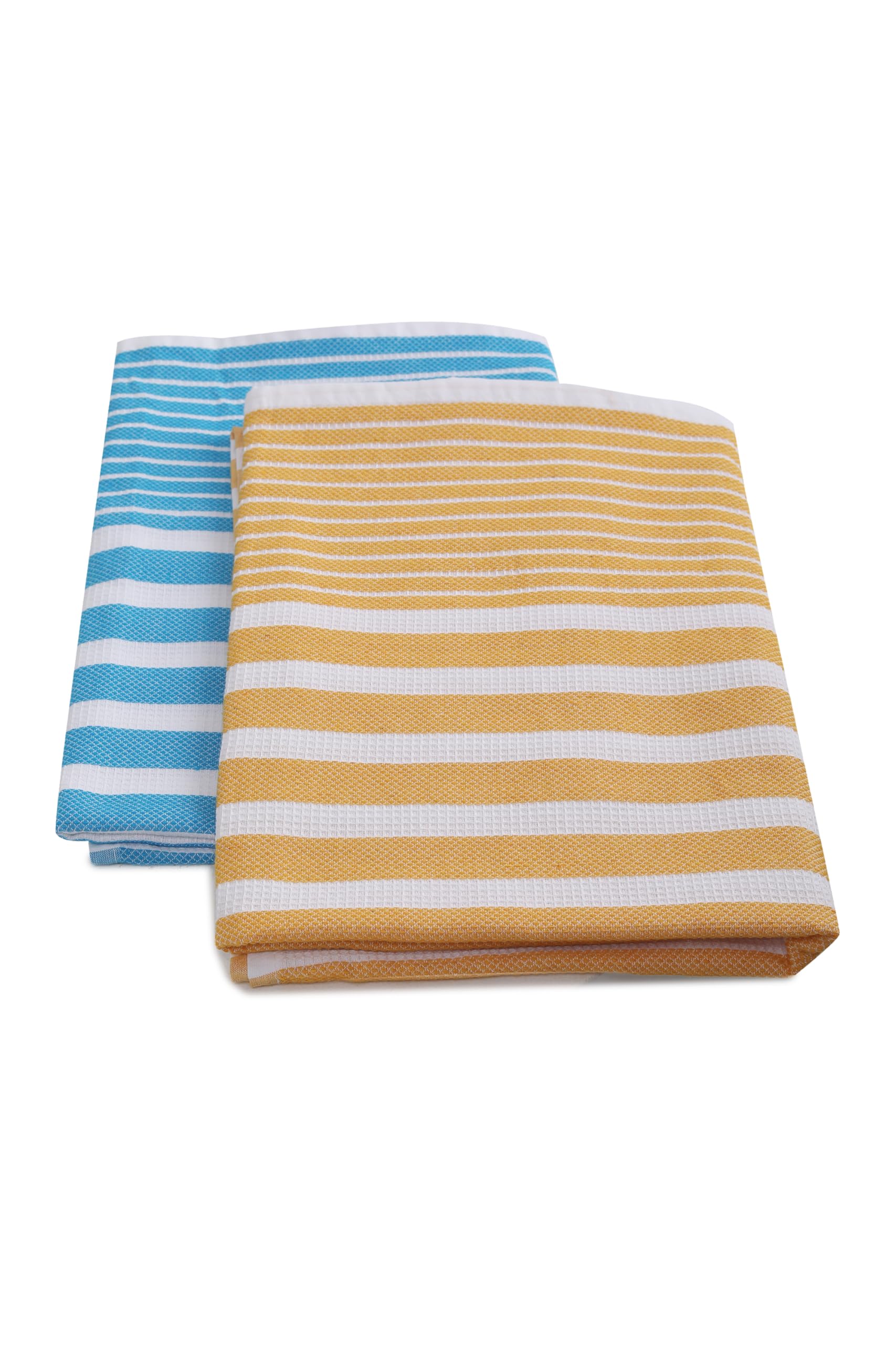 Weaving Hands 100% Cotton Bath Towel (75×150 cm) - Lightweight, Ultra Absorbent & Quick-Dry, Skin-Friendly | Towels for Men and Women, Travel | Pack of 2 (Yellow, Blue)