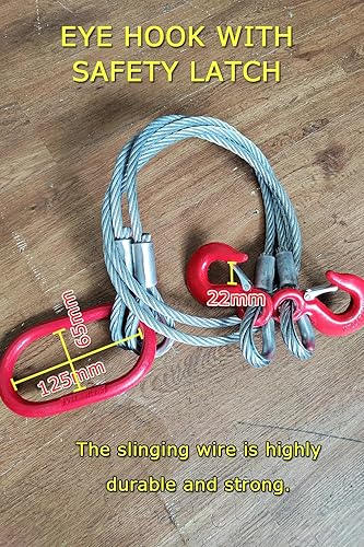 Miniatura 7 de Eslinga de cable de alambre de dos piernas de 1/2 pulgada X 5 pies, cable de alambre con capacidad nominal vertical de 4410 lb, eslinga de alambre