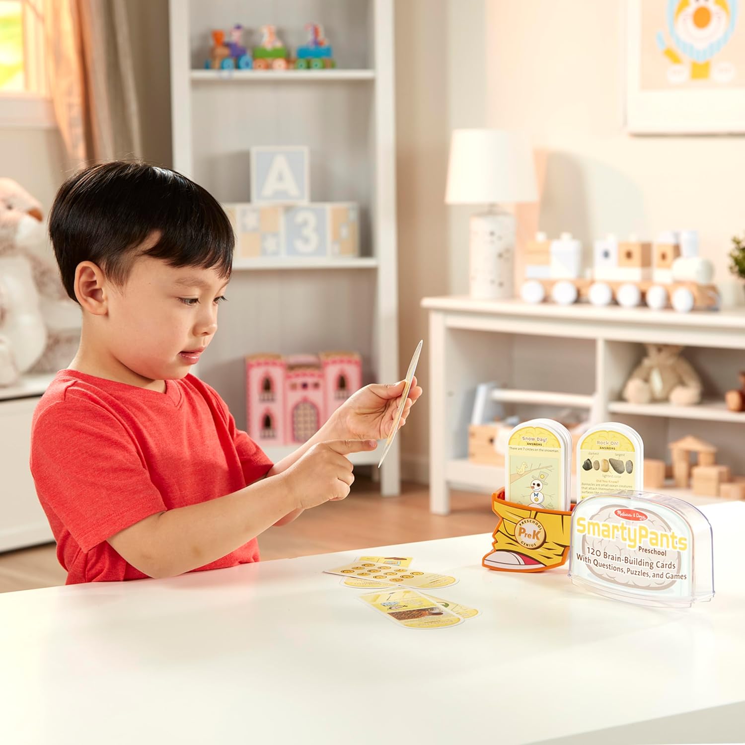 Melissa & Doug Smarty Pants Preschool Card Set Educational Activity with 120 Brain-Building Questions, Puzzles, and Games
