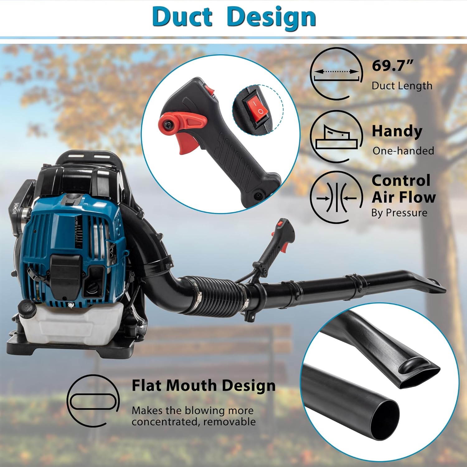 Backpack Leaf Blower, Gas Powered Cordless Blower with Ergonomic Harness System, 75.6cc 4 Cycle Engine, 894 CFM, 192MPH, Cleaning Leaves, Snow, Debris and Dust for Lawn Garden Yard