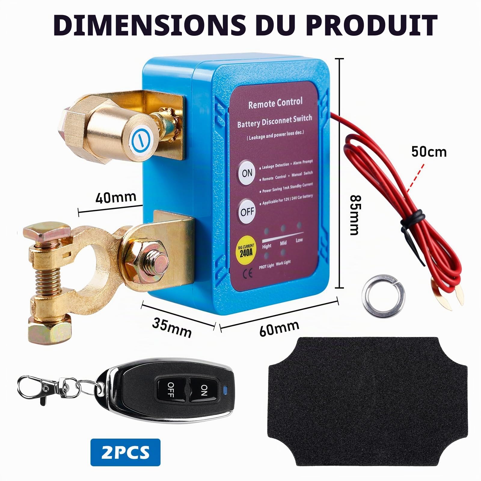 Coupe-circuit sans fil pour voiture télécommandé, 12V, 240A, interrupteur coupe-batterie antivol, arrêt automatique, protection de batterie 12V pour voiture, VR, VTT, camion