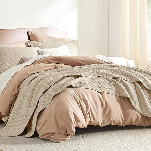 Miniatura 8 de Bedsure Juego de edredón de tamaño King  Edredón ligero de verano King  Colcha de color camello claro tamaño King  Colcha para todas las estaciones