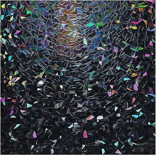 Miniatura 12 de rabbitgoo - Película decorativa de privacidad para ventana, diseño de arco iris, adhesivo 3D estático para control de calor del hogar, no adhesivo,