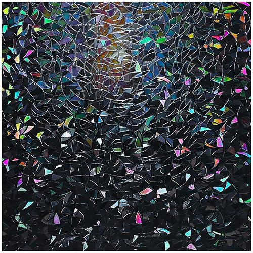 rabbitgoo Window Privacy Film Rainbow Film Decorative Window Sticker, 3D Static Stained Glass Cling Tint for Room Darkening Day Sleep, Black, 35.4 x 78.7 inches - 35.4" x 78.5" - Black