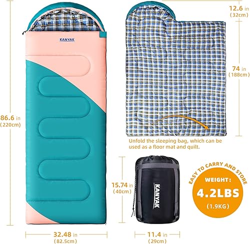 Miniatura 2 de Saco de dormir de campamento, sacos de dormir de 32  para adultos, niños, adolescentes, clima frío, cálido saco de dormir de invierno para 3-4