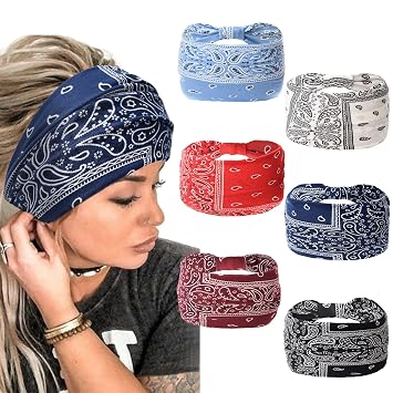 Yeshan Wide Bandana Headbands for Women Large Turban Head bands Stretch Knotted Head Wraps Floral Elastic Yoga Hair Bands Thick Headbands for Black Women and Girls