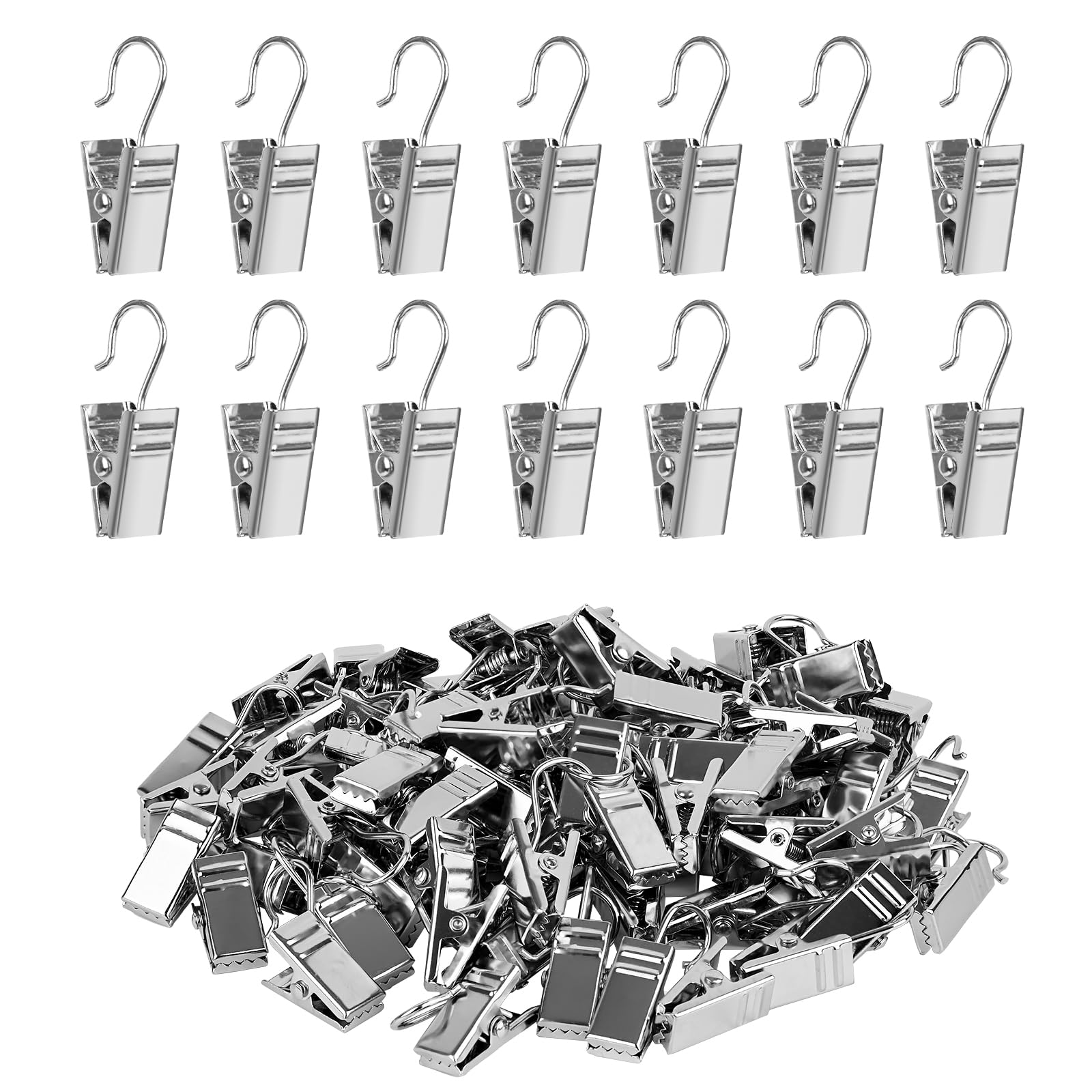 Manysky Curtain Clips Hooks, 100 Pack Stainless Iron Drapery Hooks Clips for Hanging Party String Lights Christmas Courtyards Decoration, Art Craft