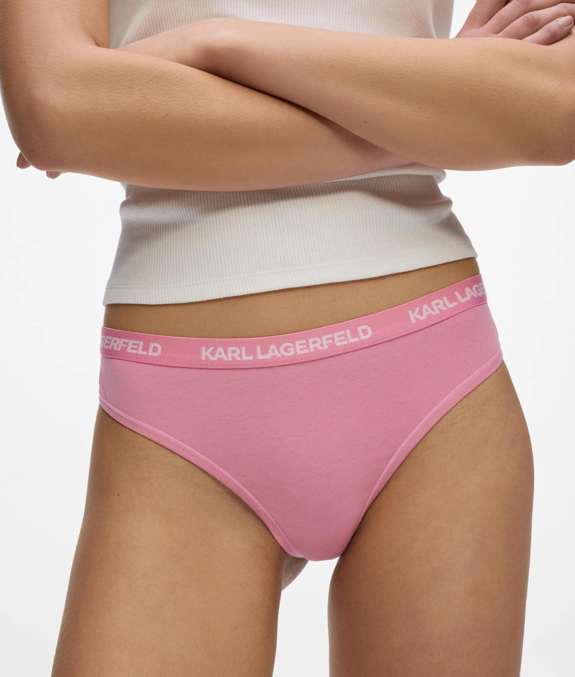 KARL LAGERFELD Stringi z logo z wzorem wielopaskowym - 7 sztuk