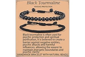 LPBeads Black Tourmaline Bracelet: Natural Stone Healing for Unisex Adults