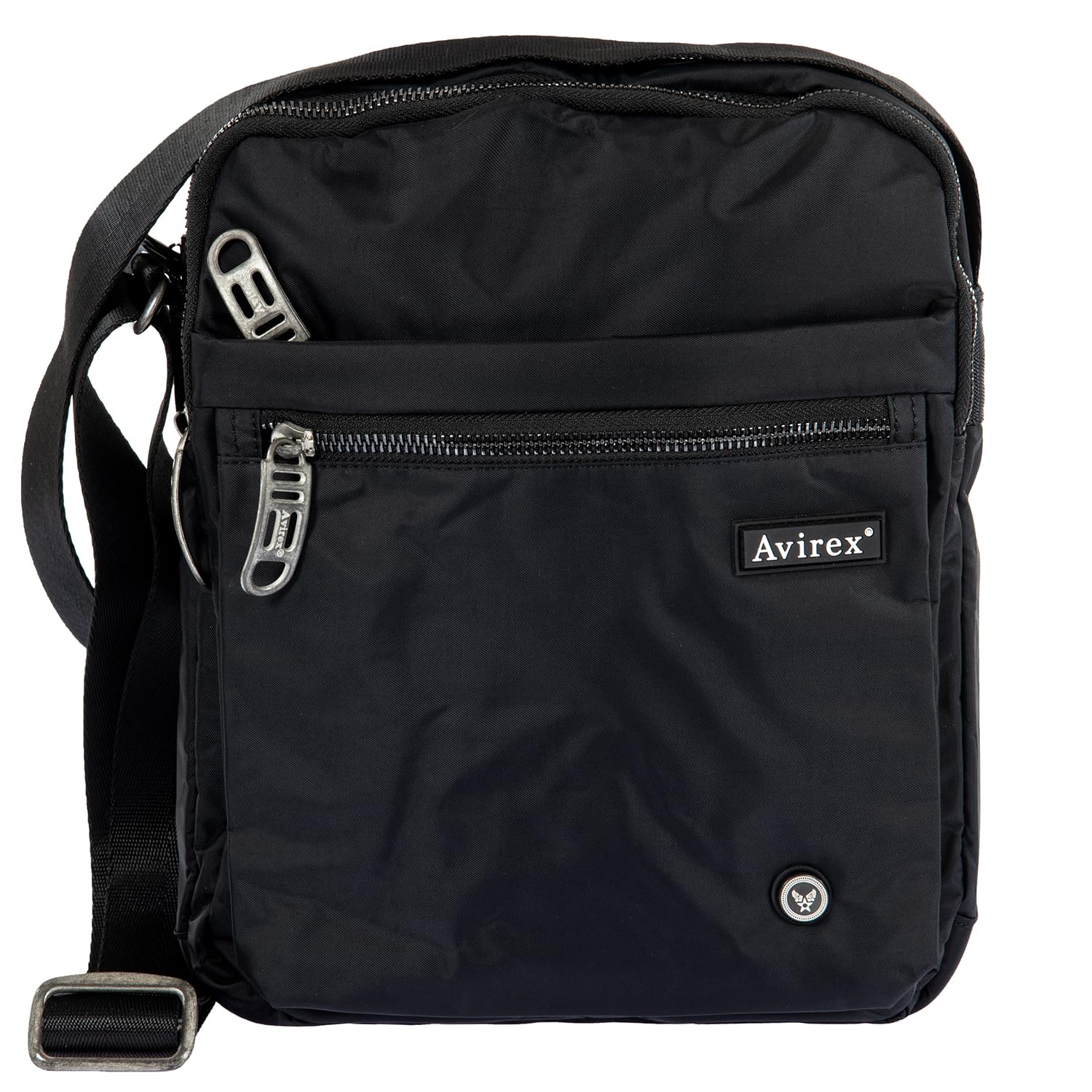 Avirex Borsello Uomo con Tracolla Regolabile, in Poliestere Lavabile, Borsa a Tracolla Uomo con Tasche a Zip, Collezione Bomber BMB04 (Nero)