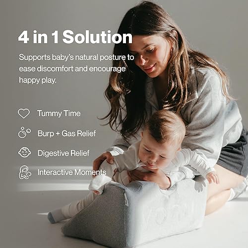 Miniatura 4 de Vonu Burplee - Soporte de lactancia para bebé, alivio de eructos, gases y reflujo, soporte para el tiempo boca abajo para fortalecer la fuerza del