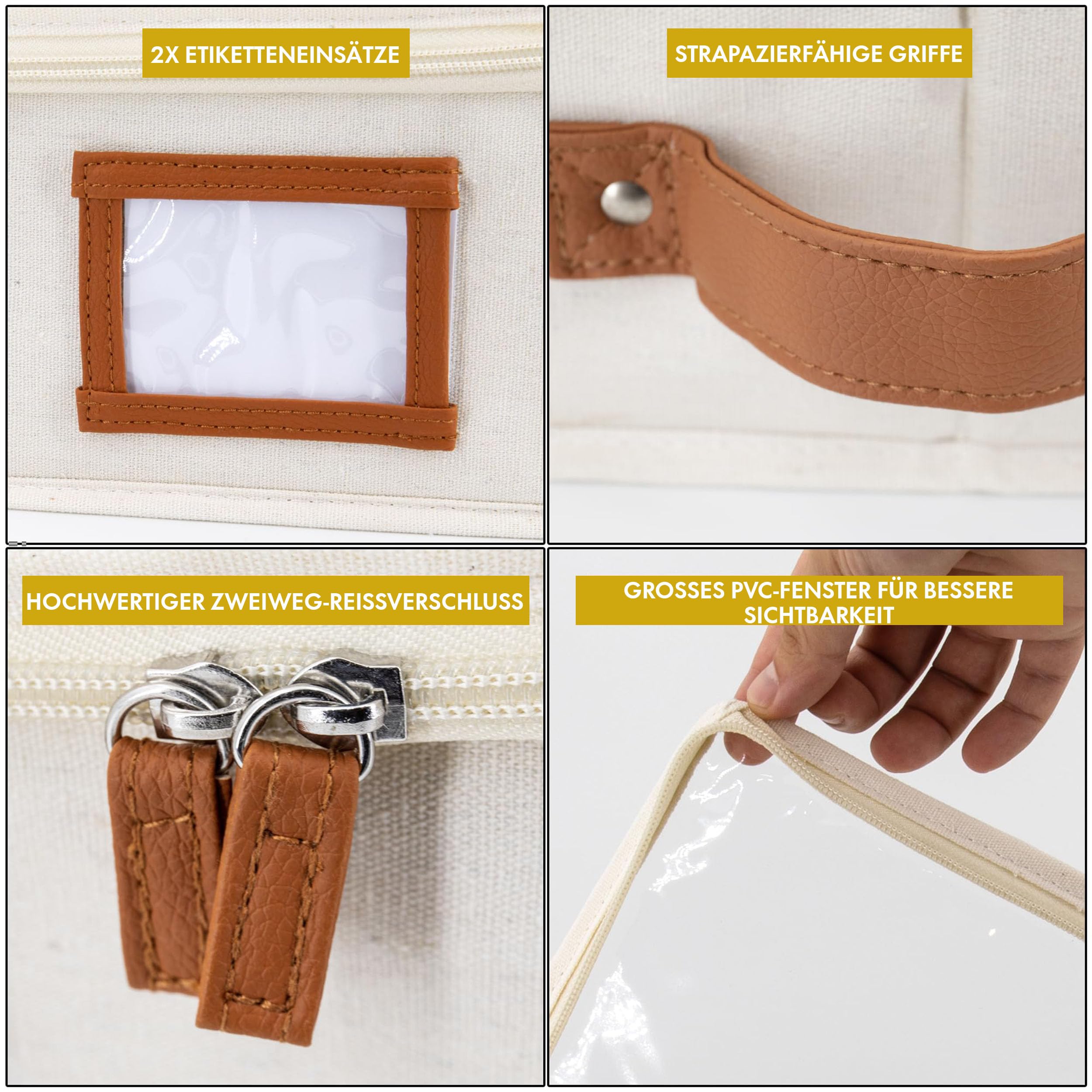 HOMELUX THEORY Unterbett-Aufbewahrungsbehälter, Schlafzimmer unter dem Bett, Schublade, Organizer mit Behältern und Deckeln, mittlere Unterbett-Kleidung, ideal für Decke, Stoff und Schuhe, Elfenbein,