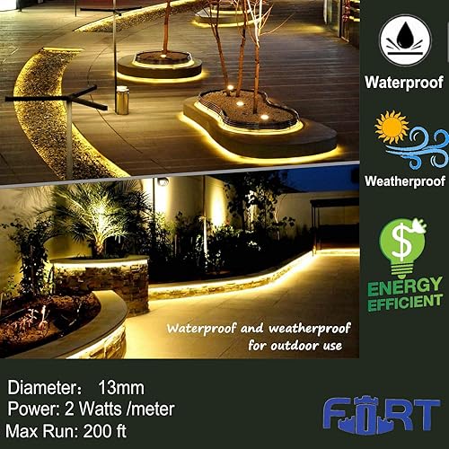Miniatura 2 de FORT Luces LED de cuerda para exteriores resistentes al agua, tira de luces LED blancas cálidas, 100 pies de luces LED, 720 LED, luces de tubo