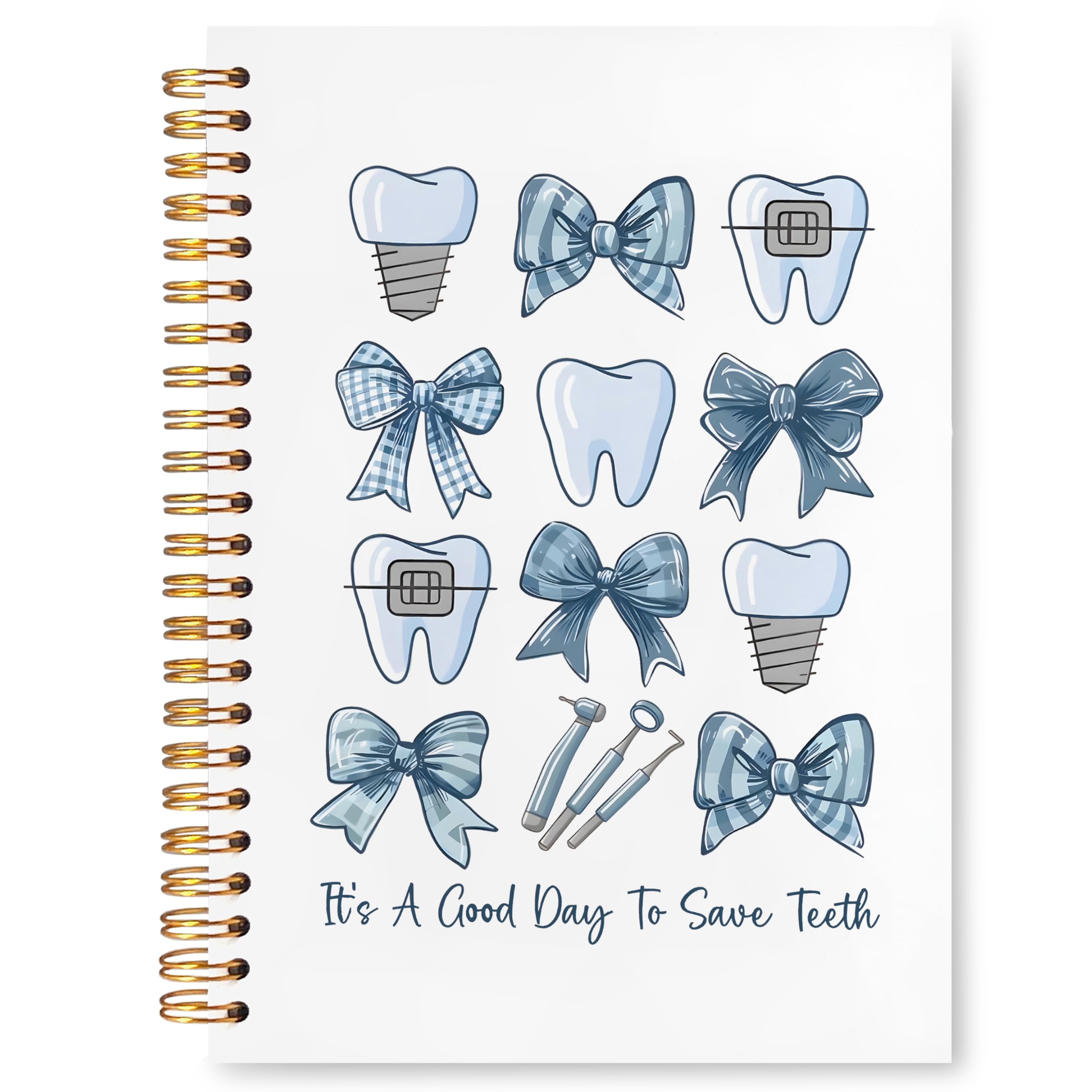 VIIJJUE Dentist Gifts Notebook Journal, Dental Hygienist Assistant Office Gifts for Women, Hardcover Spiral Journal Notebook 5.5x8.3 Inch（Blue-01）