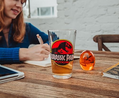Miniatura 6 de Jurassic Park Logo - Vaso de pinta de 16 onzas  Vaso de vaso de cerveza tradicional para licor, bebidas