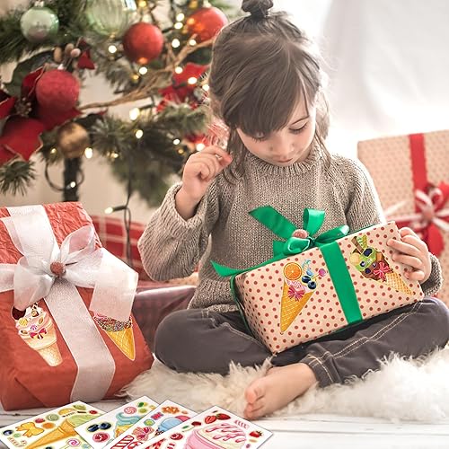 Miniatura 7 de 24 hojas de 8.3 x 5.9 pulgadas, haz tus propias calcomanías de helado para niños pequeños, recuerdos de fiesta, haz una cara para niños, suministros