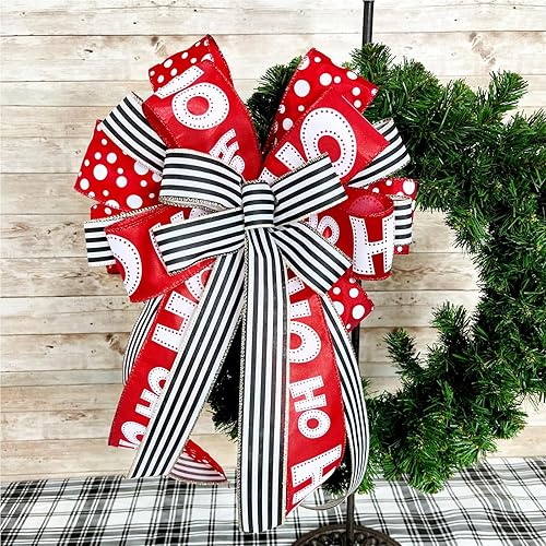 Miniatura 6 de Cinta de Navidad para árbol, cintas blancas y negras con alambre, rayas verticales con alambre, cinta de tela, envoltura de regalos, guirnalda de