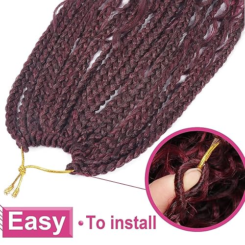 Vista 325 de Goddess Box Braids Crochet Hair With Curly Ends 18 Inch Bohomian Box Braids Crochet Braids 8 Packs 3X Crochet Braids Synthetic Braiding Hair 1B-4-30