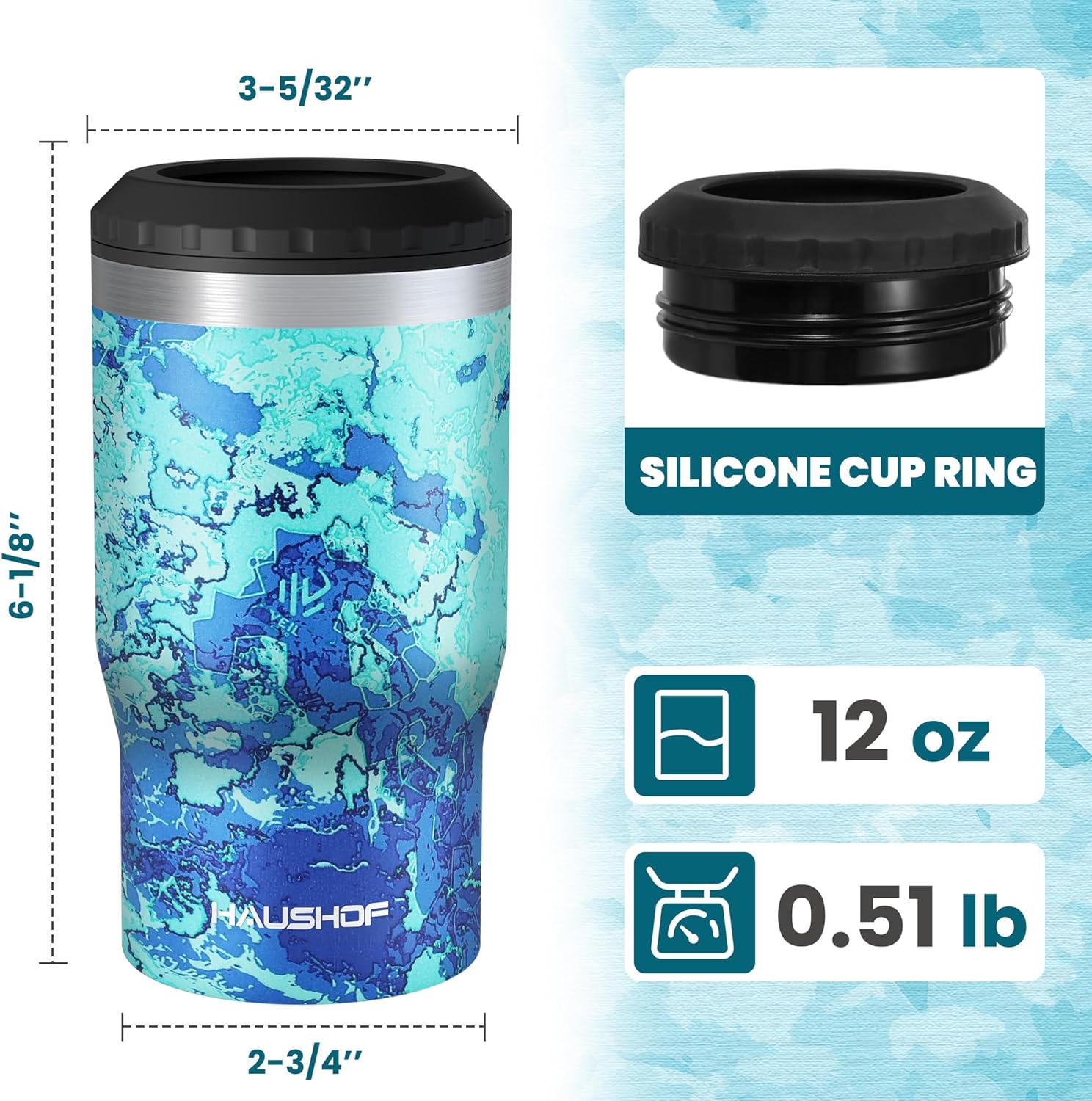 HAUSHOF Can Cooler, 12 oz Slim Can Cooler, 4 in 1 Insulated Beer Can Cooler, Fits for 12 oz Standard Can|12 oz Slim Can|12 oz Beer Bottle, Perfect for Camping, Beach, Picnic - Image 4