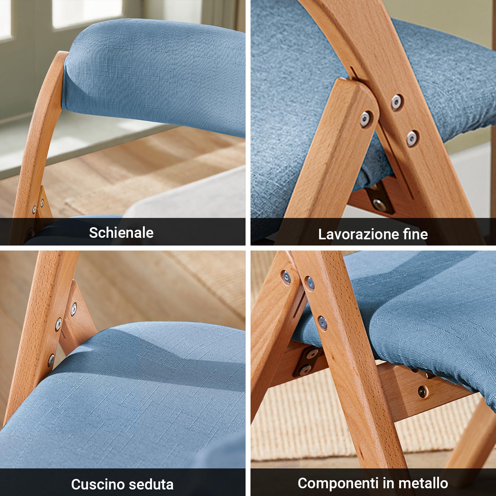SoBuy Sedie Pieghevoli in Legno Imbottite, montate, 47,5x77x59cm, cucina