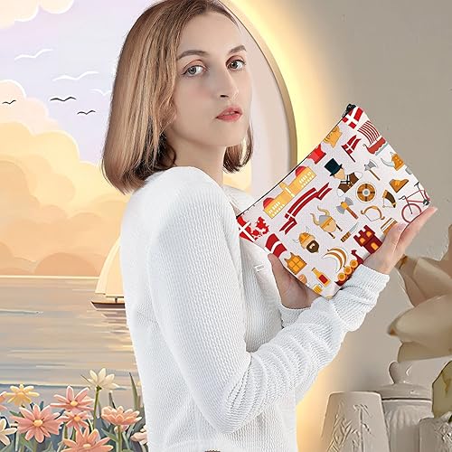 Miniatura 5 de LEVLO Dinamarca Travel Culture Gift Danish Theme Travel Pouch Bag Europe Dinamarca Monumentos Regalo Dinamarca Regalo de recuerdo, Denmark, Bolsa de