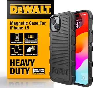 DEWALT Heavy Duty Strong Magnetic for iPhone 15 Case Fits MagSafe, Black