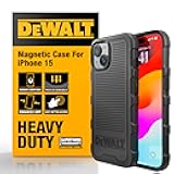 DEWALT Heavy Duty Strong Magnetic for iPhone 15 Case Fits MagSafe, Drop Resistant Impact Protective Back Cover, Shockproof Slim Fit for iPhone 15 Phone Case, Matte Black