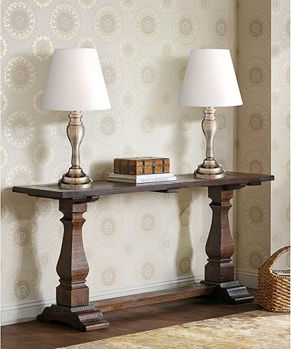 Miniatura 4 de Regency Hill Thom - Lámpara de mesa tradicional de 19 14 pulgadas de latón dorado de metal blanco con pantalla táctil para sala de estar,