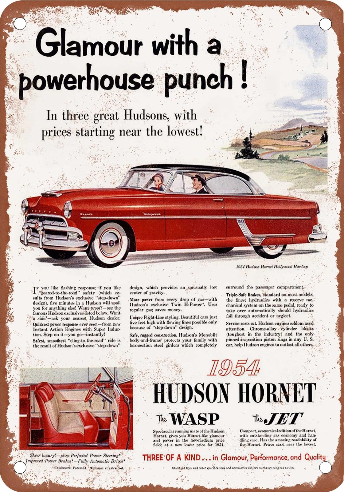 Miaomansenstore Metal Sign - 1954 Hudson Vintage Ad 05 - Old Retro Rusty Look Home Decor