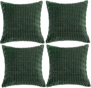 Fancy Homi Hunter Green Corduroy Decorative Pillow Covers Set
