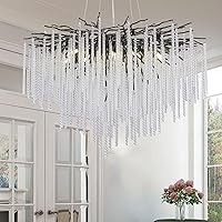 Vista 10 de Candelabros de cristal para comedor, candelabro dorado moderno de 24 pulgadas, candelabro redondo de 8 luces de rama de árbol, lámpara colgante