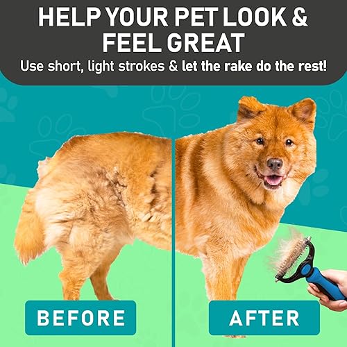 Miniatura 4 de Maxpower Planet Pet Grooming Brush - Double Sided Shedding and Dematting Undercoat Rake Comb for Dogs and CatsExtra Wide