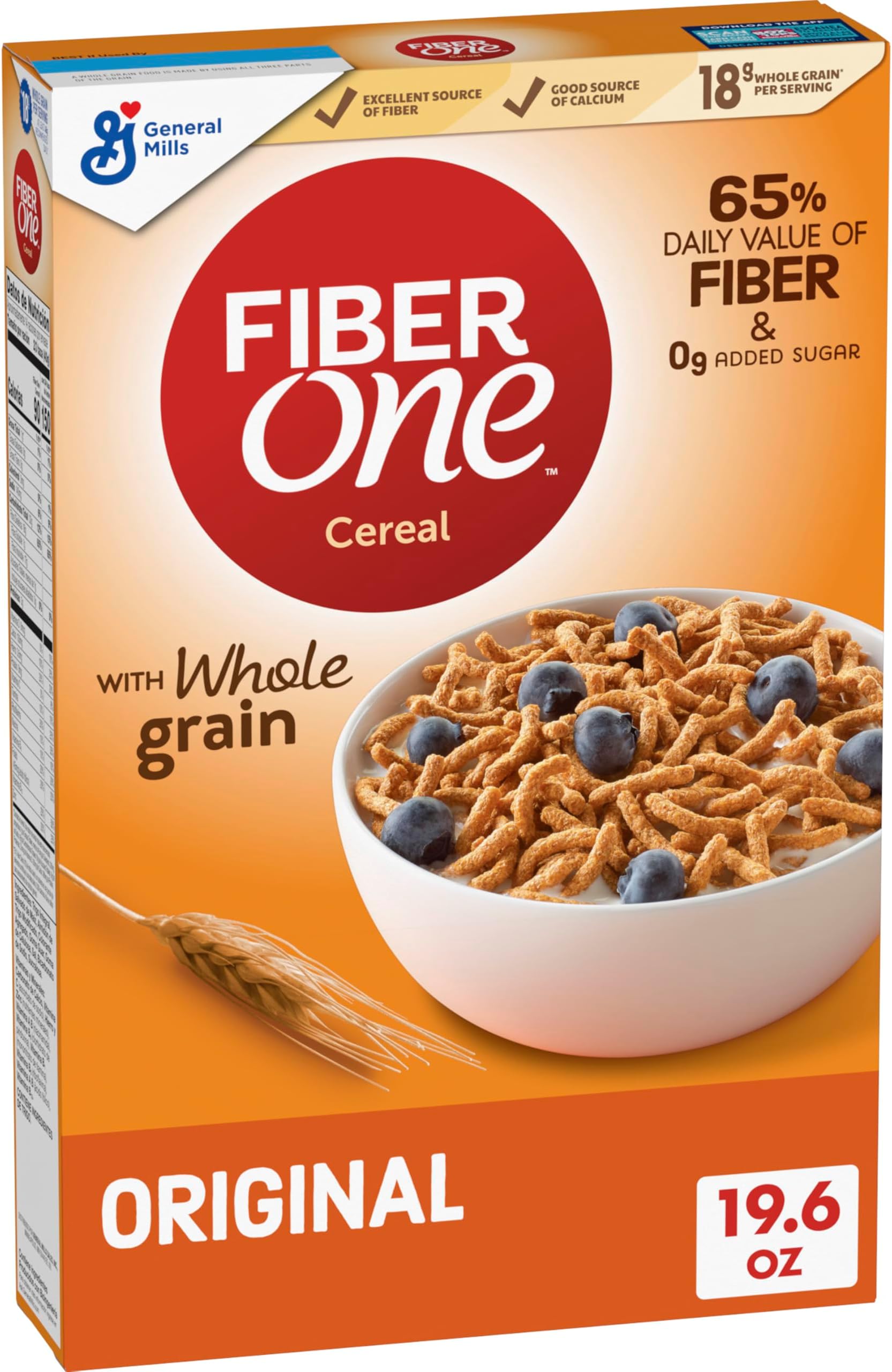 General Mills, Fiber One Cereal with Whole Grain, Original Bran, 19.6 oz (555 g)