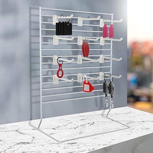 Miniatura 3 de Estante de encimera de alambre blanco de 12 clavijas, 12 pulgadas de ancho x 15 pulgadas de alto, tiendas minoristas, convenientes y de segunda