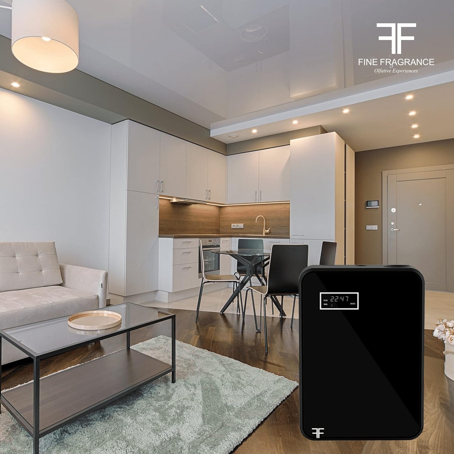 Fine Fragrance, Professional Essences Diffuser, Smart 200 Model, Maximum Coverage of 200m3, Ideal for Small Spaces, Includes Gift 100 ml of Eucalyptus Mint Essence, Black