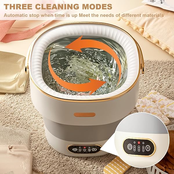 Portable Washing Machine,16L 2KG Upgraded Mini Washing Machine,3 Washing Modes with Spin Basket,Deep Cleans Small Items,Foldable Design for Dormitories,Apartments,Homes, and Camping (Gray) - 2