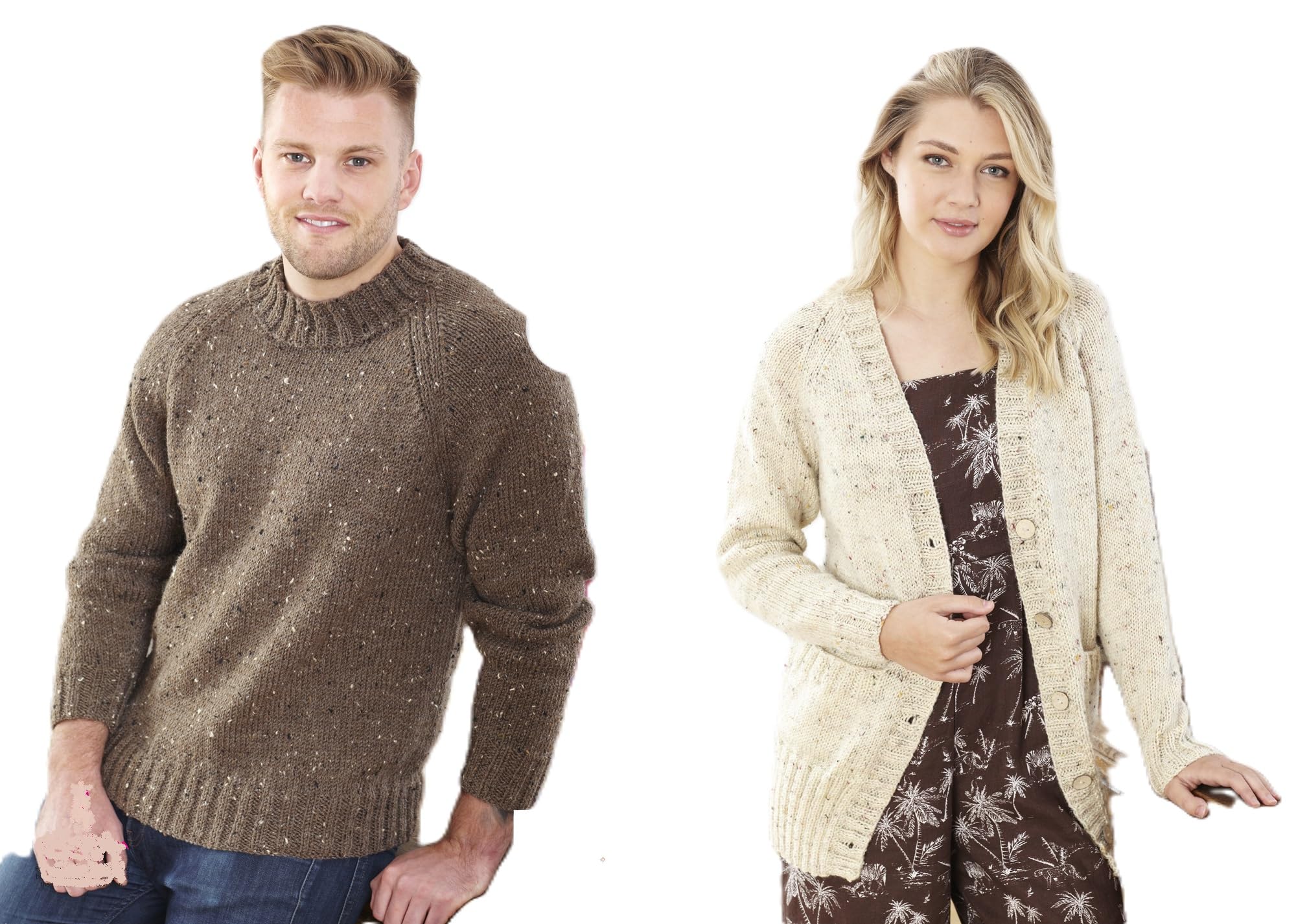 Easy Knit Knitting Pattern Womens Mens Cardigan & Sweater King Cole Aran 5543