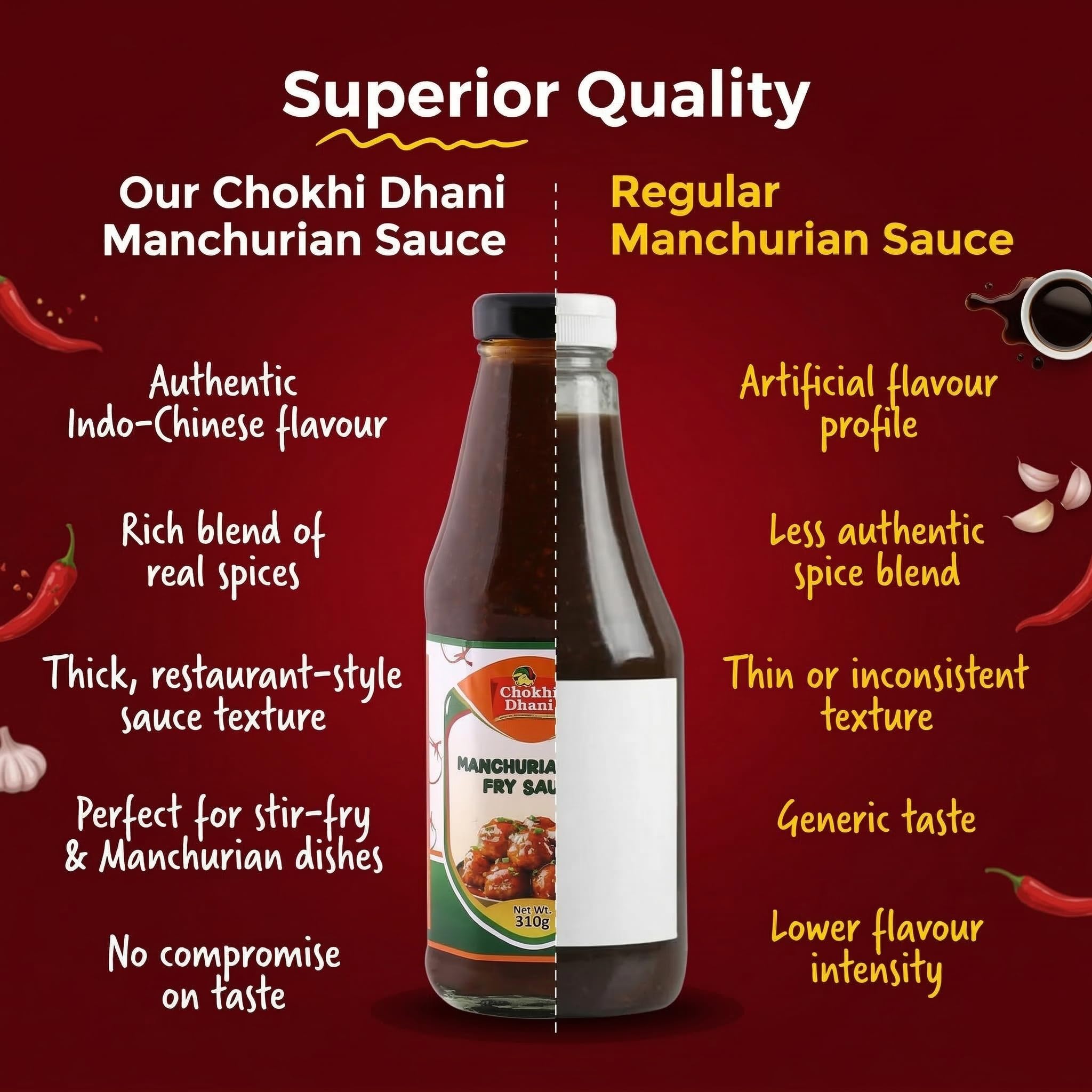 Chokhi Dhani Manchurian Sauce 310g | Indo Chinese Stir Fry Sauce | Cooking Sauce | Restaurant Style Manchurian Flavour 4