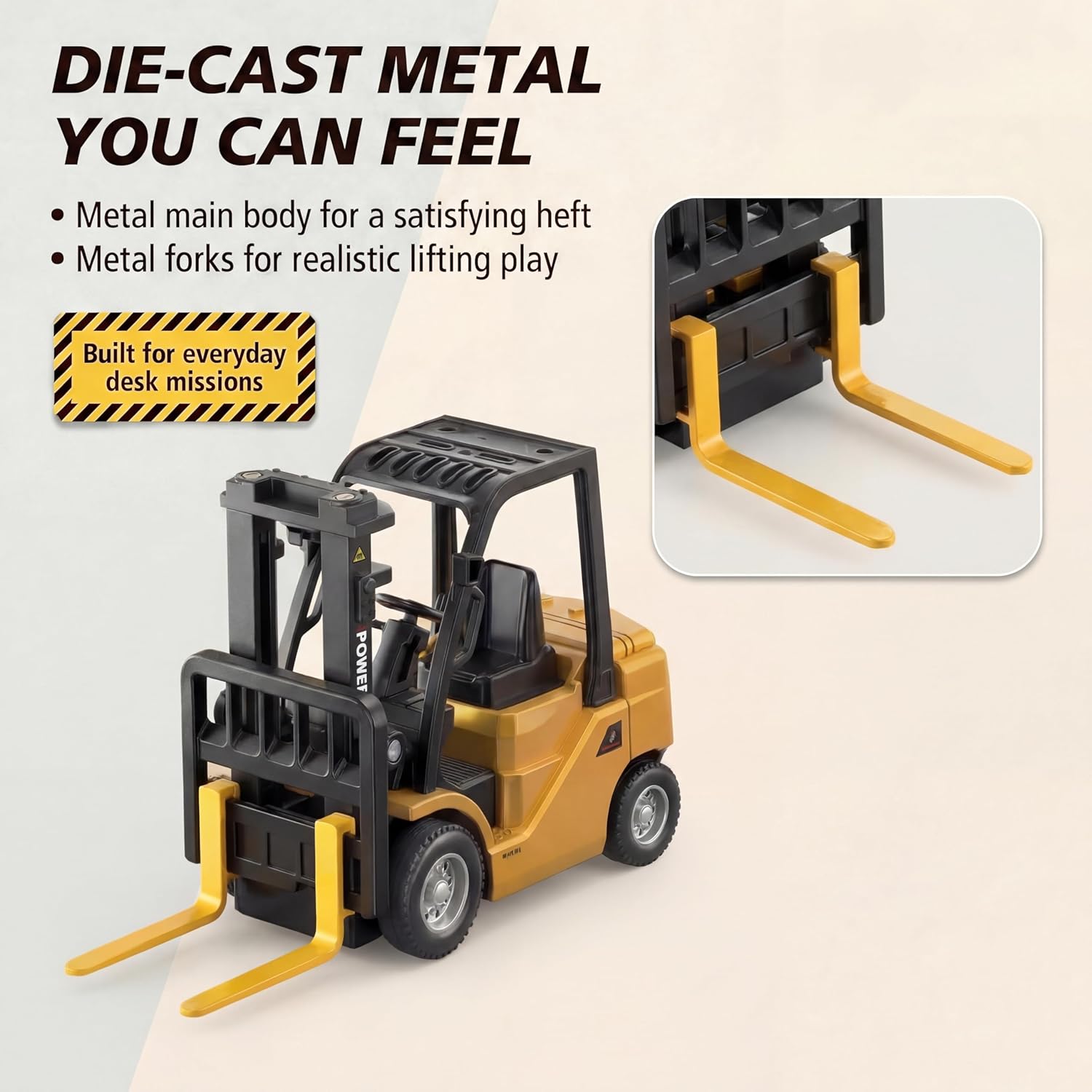 1/64 RC Forklift Toy,Mini Forklift Remote Control & Phone App Controled,2-in-1 Transformable Lift Fork & Hook,10CH Alloy RC Construction Vehicles With Lights & Sounds,Toy Gift for Teens,Adults