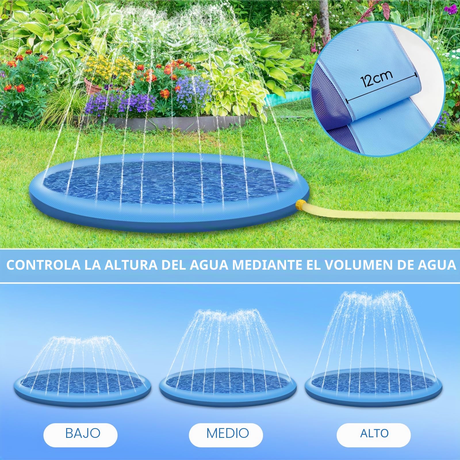 Jsdoin - Piscina inflable para perros (100 cm, plegable, gruesa), alfombra de juego para verano, jardín, playa, patio trasero, color azul