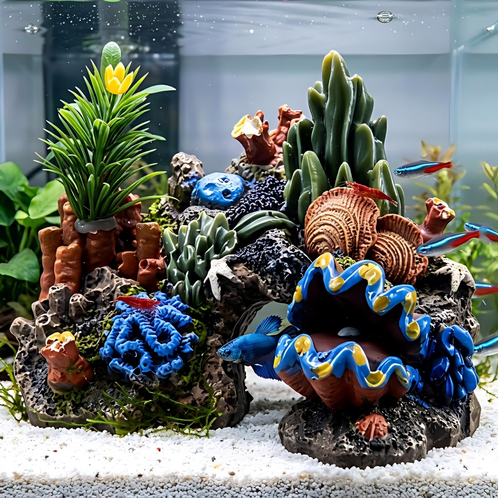 Decorazione per Acquario in Resina, Grotta Di Corallo Artificiale, Ornamentale Barriera Corallina, Decorazione Acquatica per Pesci, Per Salamoia Acqua Dolce