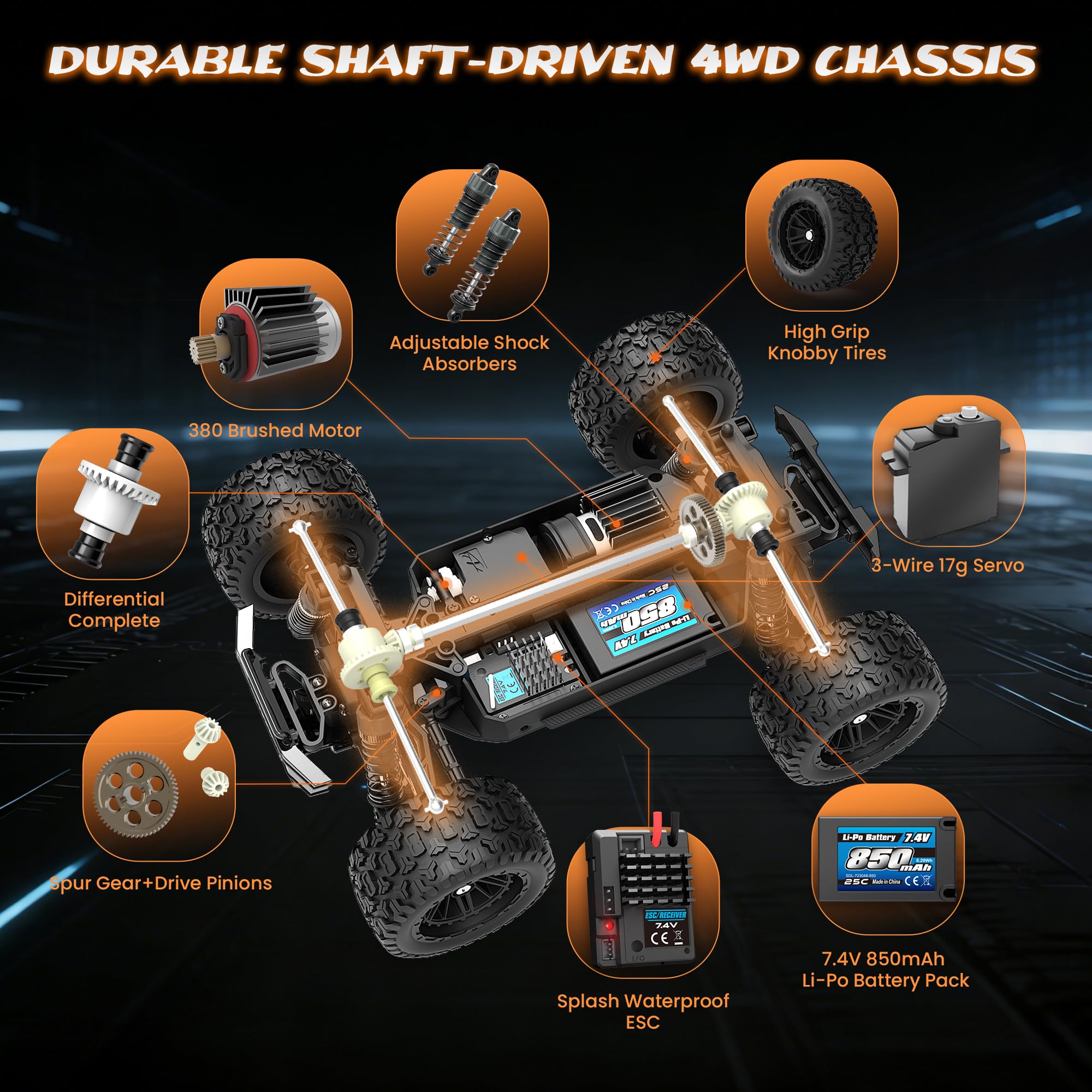 HAIBOXING Ferngesteuertes Auto 4WD RC Auto 36 km/h Hochgeschwindigkeits 1/18 Monstertruck 2.4GHz All Terrain Wasserdicht Rennauto Geländewagen, Spielzeug Geschenk für Kinder Erwachsene18859E