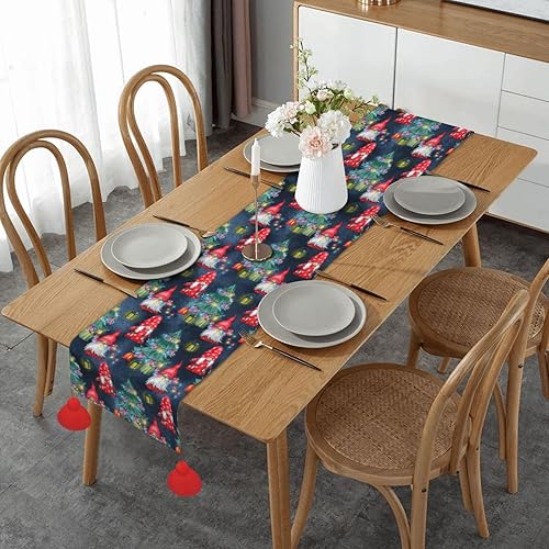 Christmas Table Runner 60 Inches Long Fall Table Runner for Dining Table Christmas Decorations Coffe Table Runner with Tassels Kitchen & Table