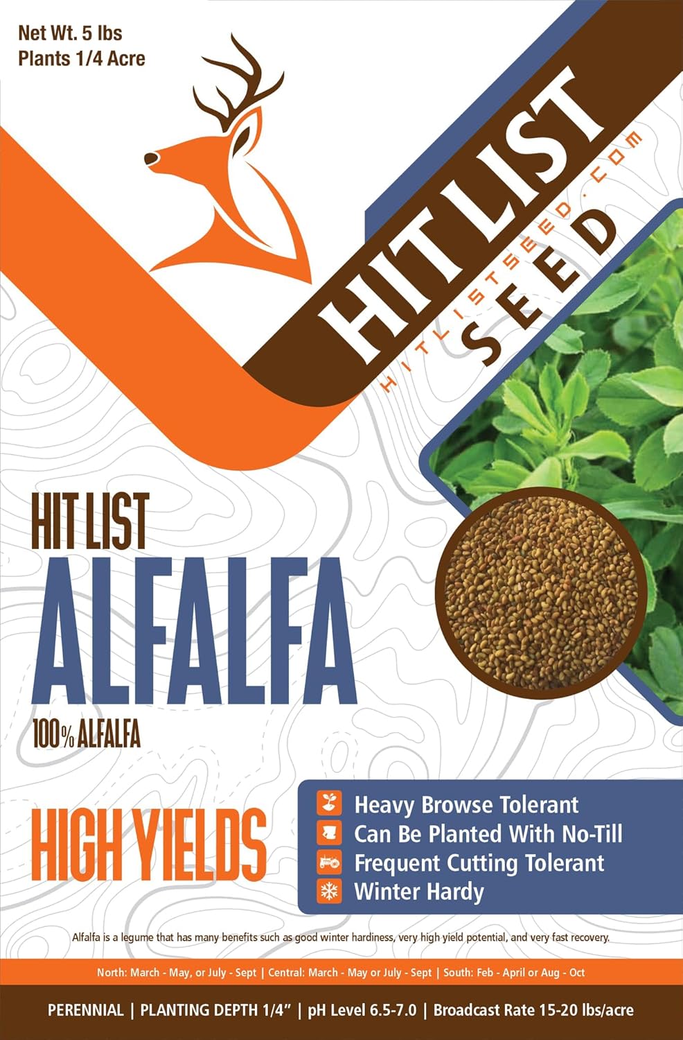 Hit List Seed Alfalfa for Food Plot, 5 lbs (1/4 Acre