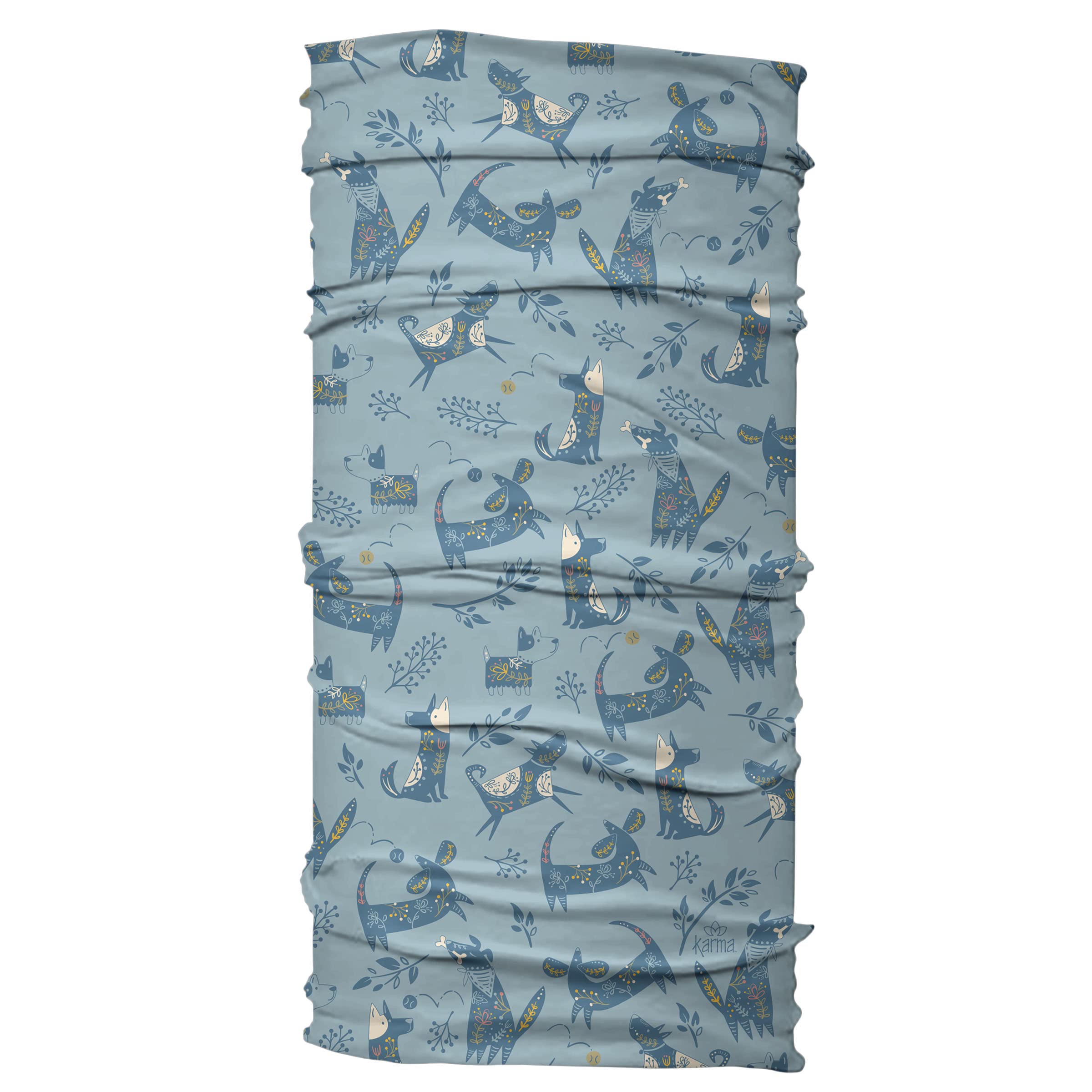 Karma Blue Dog Headband for Women - Wide - Fabric Headband and Stretchy Hair Scarf - Blue (KA2001)