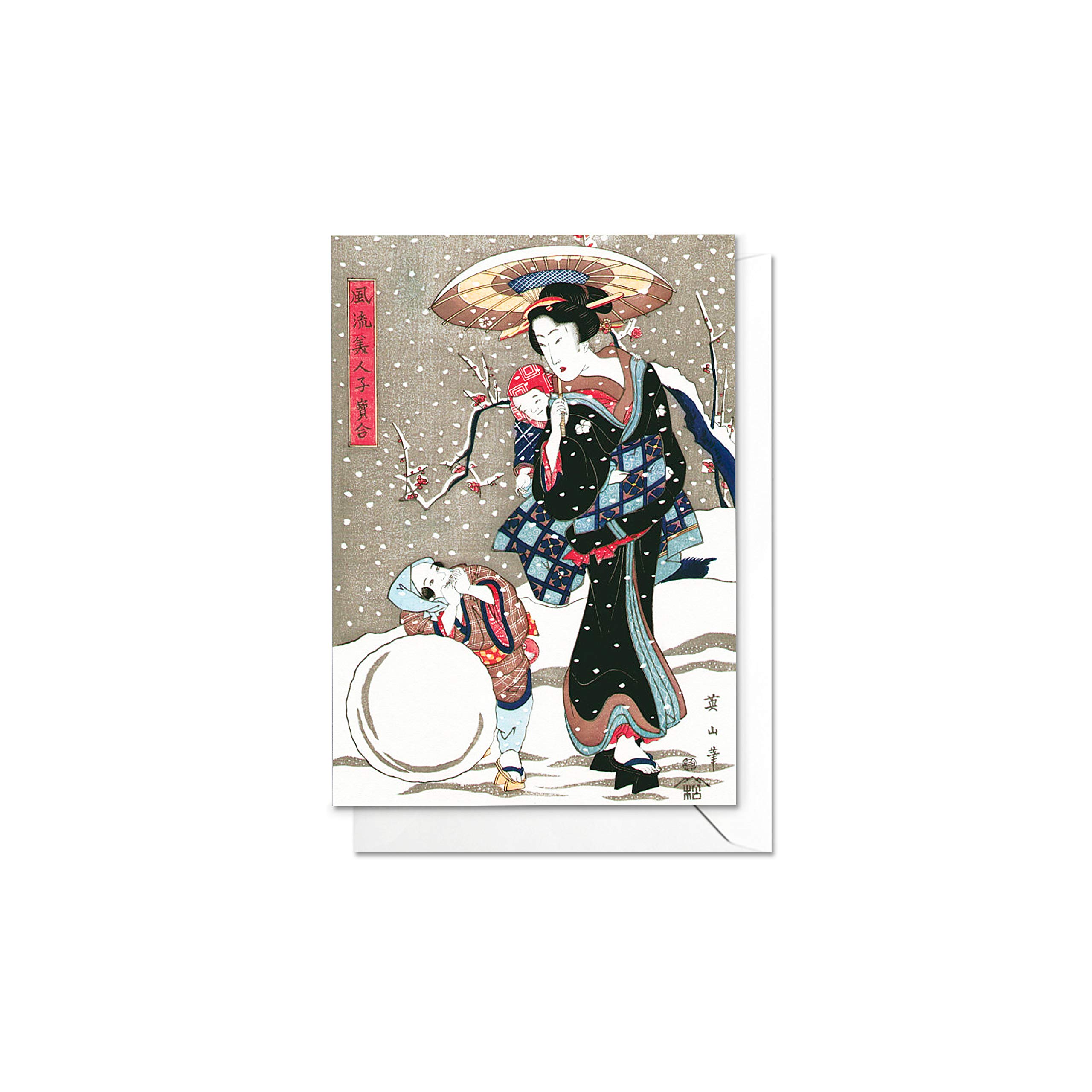 Japanese Ukiyo-e Art Greeting Cards - Christmas Card Pack Set of 5 Xmas New Year, Multicoloured, Standard - Image 3