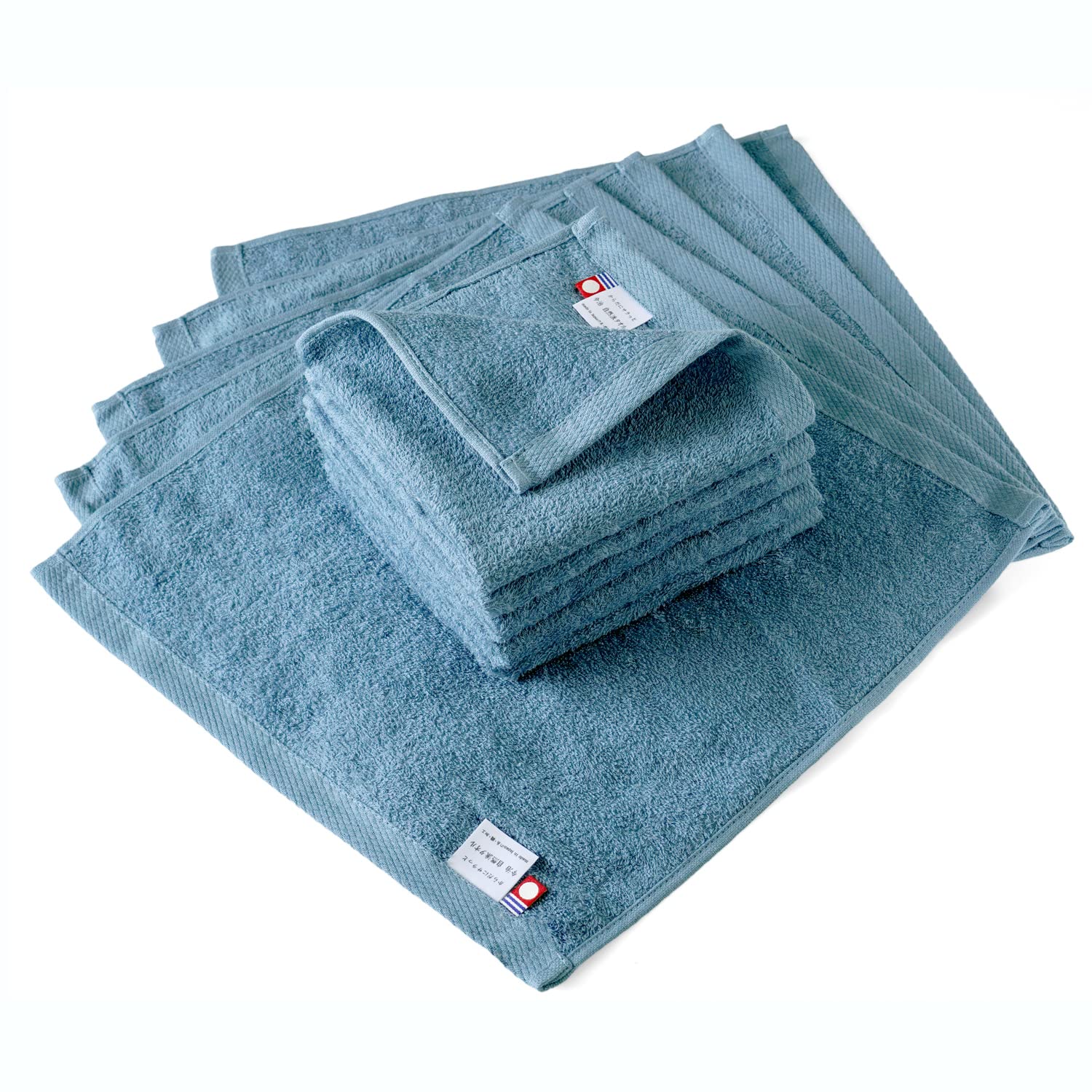 Oruta Face Wash, Hand Towels, Imabari, Certified, Natural, Imabari Towels, Set of 10, Made in Japan, Ochori Facial Towels, Thin, Absorbent, Quick Drying, Room Drying, 100% Cotton (Set of 10, Navy) : H