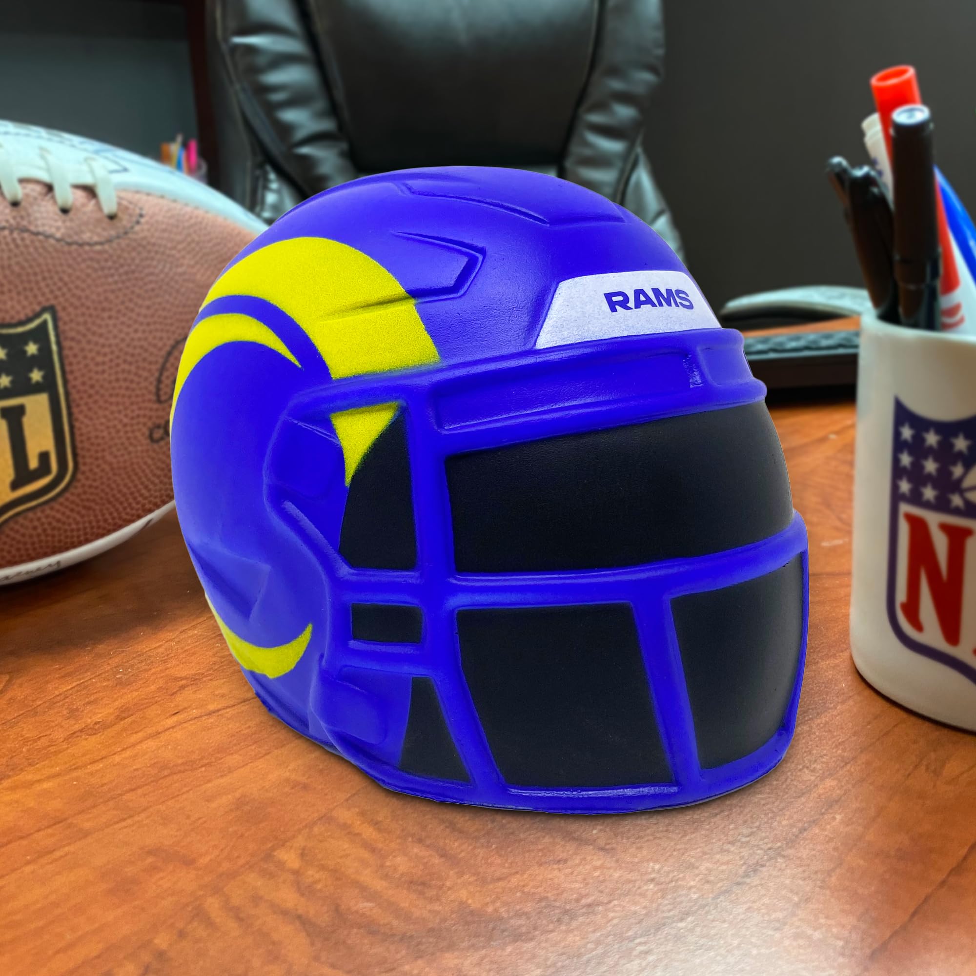 Party Animal NFL Jumbo Squeezymates Helmet Los Angeles Rams Squeezy Helmet Figurine, Team Colors, 4